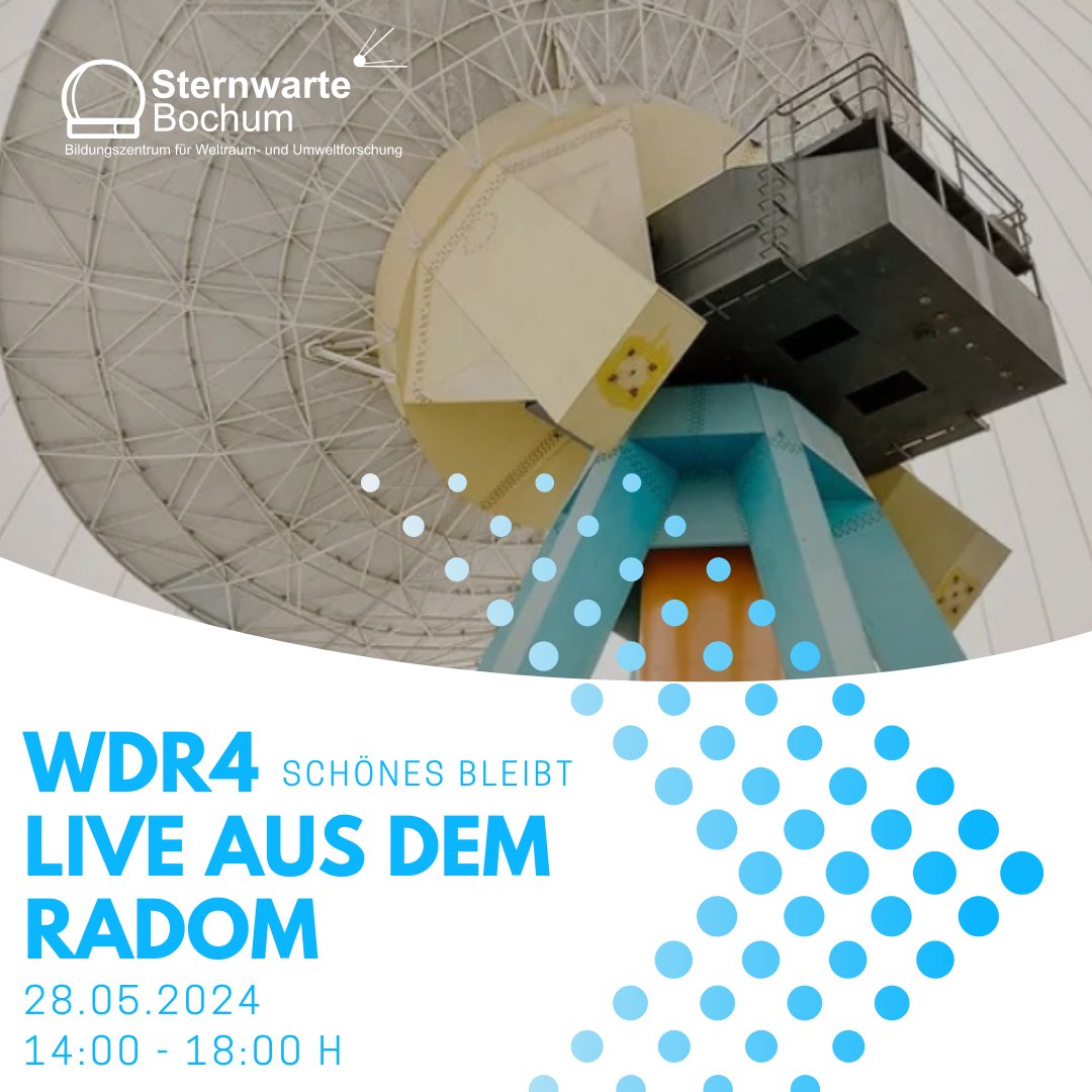 Morgen <a href="/WDR/">WDR</a> 4 kommt ins Radom der Sternwarte Bochum. 14 bis 18 Uhr