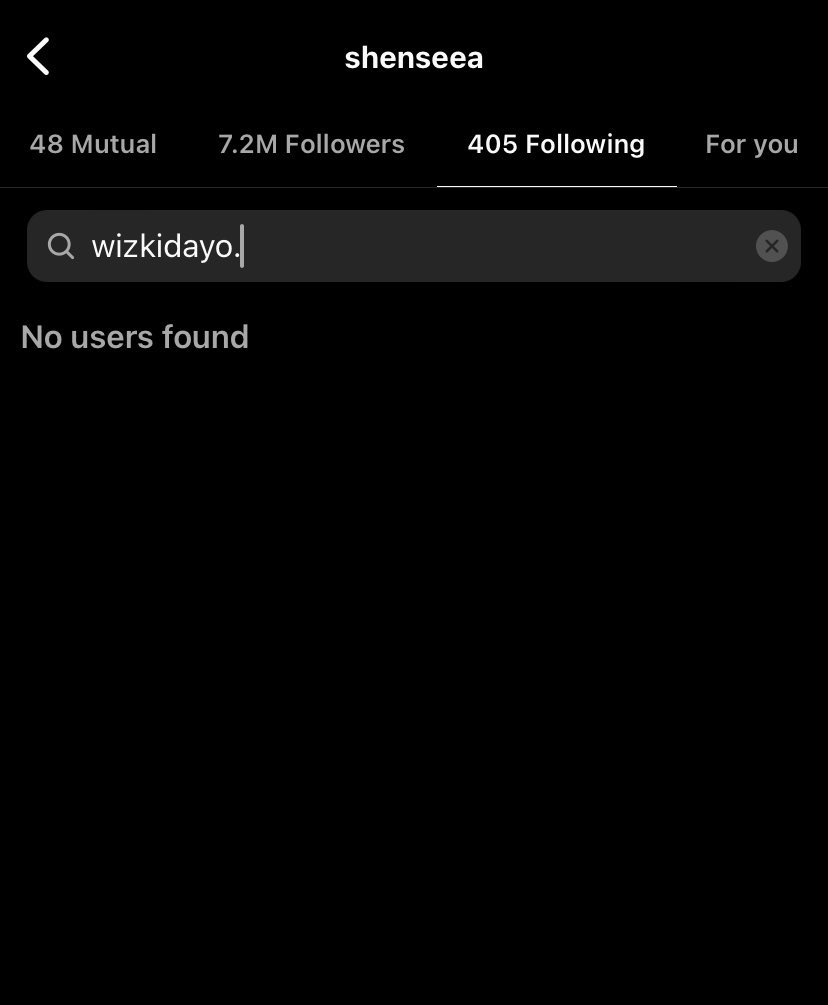 Shenseea has unfollowed Wizkid on Instagram, omo😂😂😂