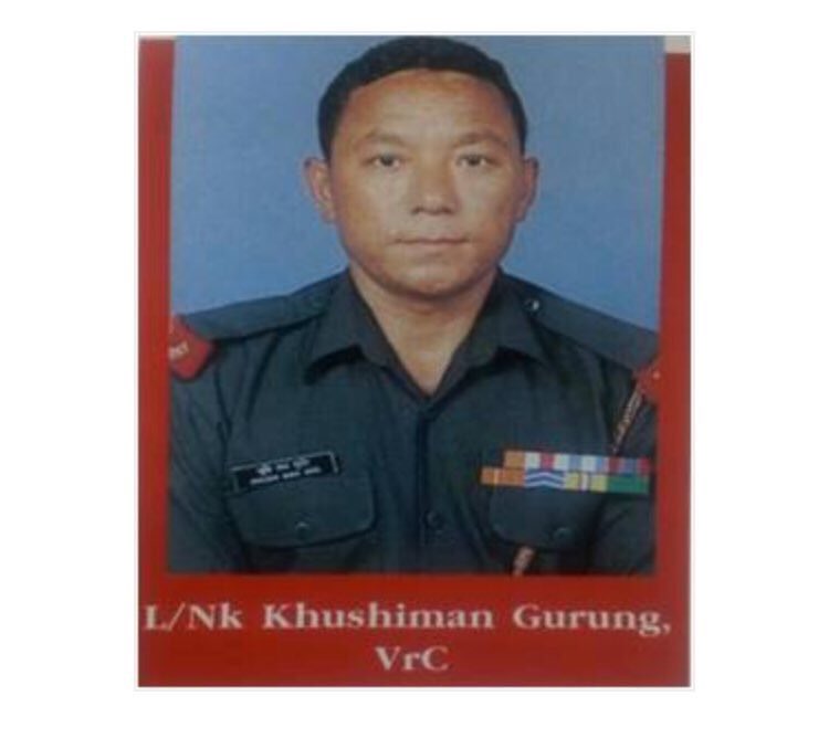 Commemorating 25 years of #KargilWar On May 27, 1999, Lance Naik Khushiman Gurung was part of a company of 1 Naga attacking Point 5140 in the Drass sector. Before the attack, artillery pounded the well-fortified enemy position. The company attacked post-arty shelling. As they