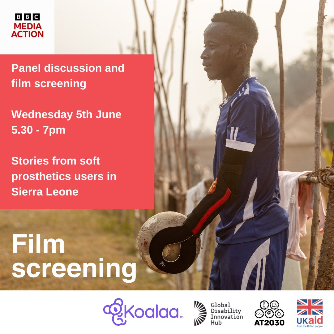 💫Join @KoalaaCommunity & @bbcmediaaction
to hear stories from #SierraLeone & how their innovative soft prosthetic has impacted lives.   Wednesday 5th June. 5.30pm. At @UCLEast on @noordinarypark.  
#AT2030 #DisabilityInnovation #AT #London