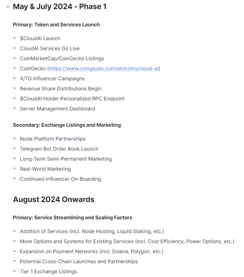 Shuarix's tweet photo. $CAI @CloudAiEth provides access to cloud hosting, computing, and gaming resources to the DeFi world.

In this 🧵, you'll read:

1️⃣ @CloudAiEth mission
2️⃣ use cases
3️⃣ tokenomics
4️⃣ roadmap

↶ ↷ ↶ ↷ ↶ ↷ ↶ ↷

1️⃣  What is CloudAI and its mission

CloudAI combines cloud computing and hosting with decentralized finance.

👉 Goal: 
To provide unrestricted access to cloud hosting, computing, and gaming resources.

👉 Key Features:
- Decentralized Physical Infrastructure Networks (DePIN)
- Servers-as-a-Service (SaaS)
- Hosting-as-a-Service (HaaS)

👉 Future Plans:
- Nodes-as-a-Service (NaaS)
- Validators-as-a-Service (VaaS)
- Personalized management dashboard for crypto-to-cloud service conversion

2️⃣ Use cases

A. Gaming: access cloud computing resources for enhanced gaming experiences.

B. Design: use powerful cloud infrastructure for design projects.

C. Hosting: easily host websites and applications using CloudAI's decentralized cloud services.

D. Crypto Exchange: swap coins like $ETH, $USDC, and $BTC to access cloud services.

3️⃣ Tokenomics

- Token Symbol: $CAI
- Blockchain: Ethereum Mainnet
- Total & Circulating Supply: 100,000,000
- Initial Liquidity: $15,500
- Buy & Sell Tax: 5%

4️⃣ Roadmap

👉 Socials

Website: https://t.co/RXHlEI3ps4
Telegram: https://t.co/3mW5YvP8Xi
X: https://t.co/NjEysZqwh8