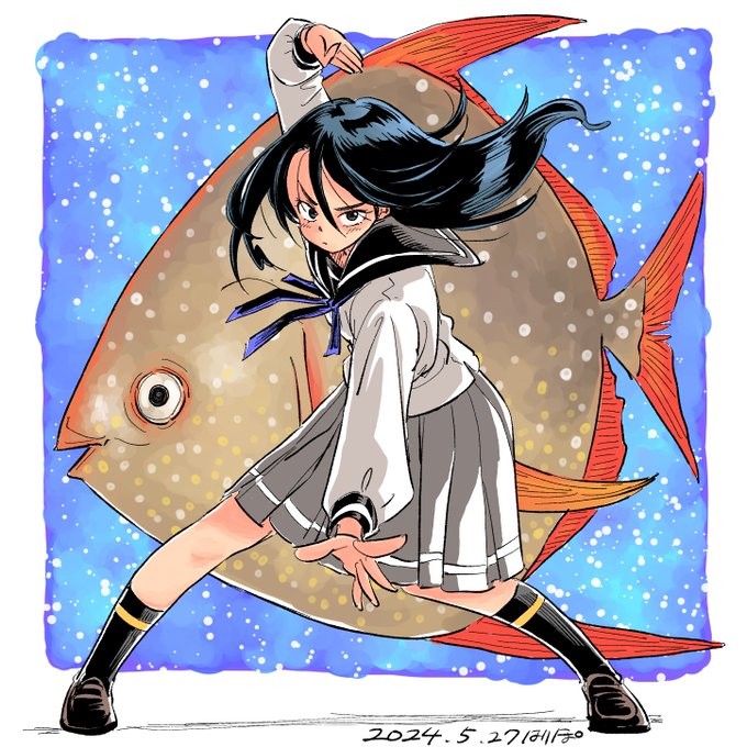 「black hair fish」 illustration images(Latest)