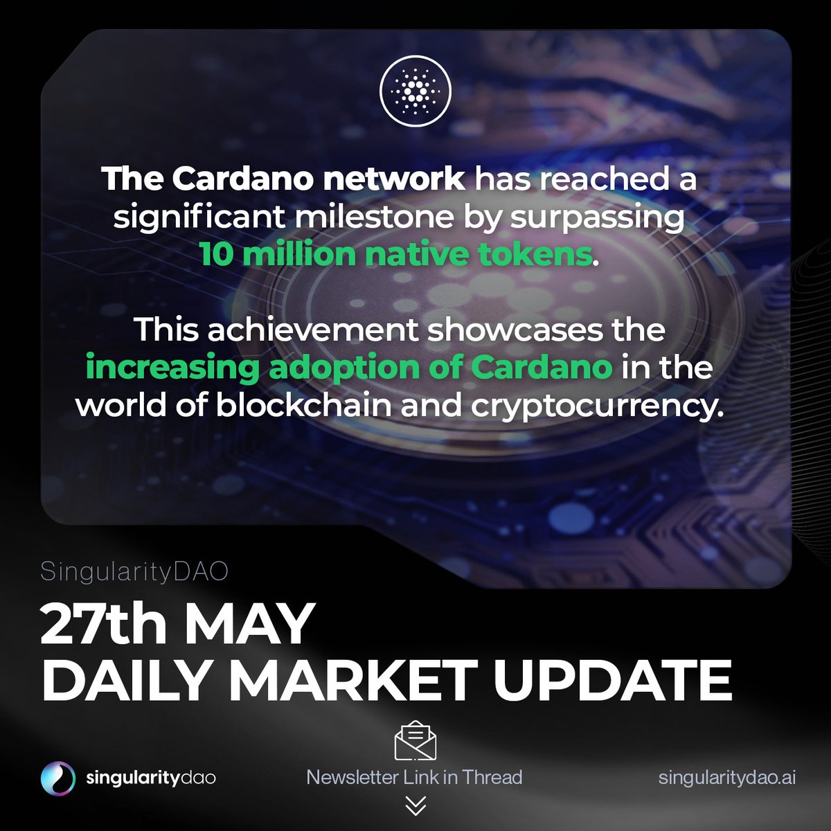 Daily Market Update - May 27th The Cardano network has reached a significant milestone by surpassing 10 million native tokens