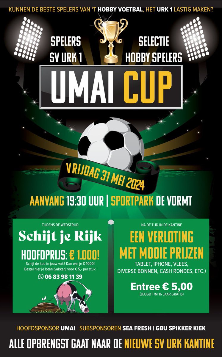 SVURK's tweet photo. Ondertussen gaan alle SV Urk activiteiten ‘gewoon’ door. Deze week kan met recht een SV Urk week genoemd worden. Zet vrijdagavond aanstaande ook in je agenda. Dat belooft een hele gezellige avond te worden 💙🤍 #UmaiCup https://t.co/ER3YGQrSCL
