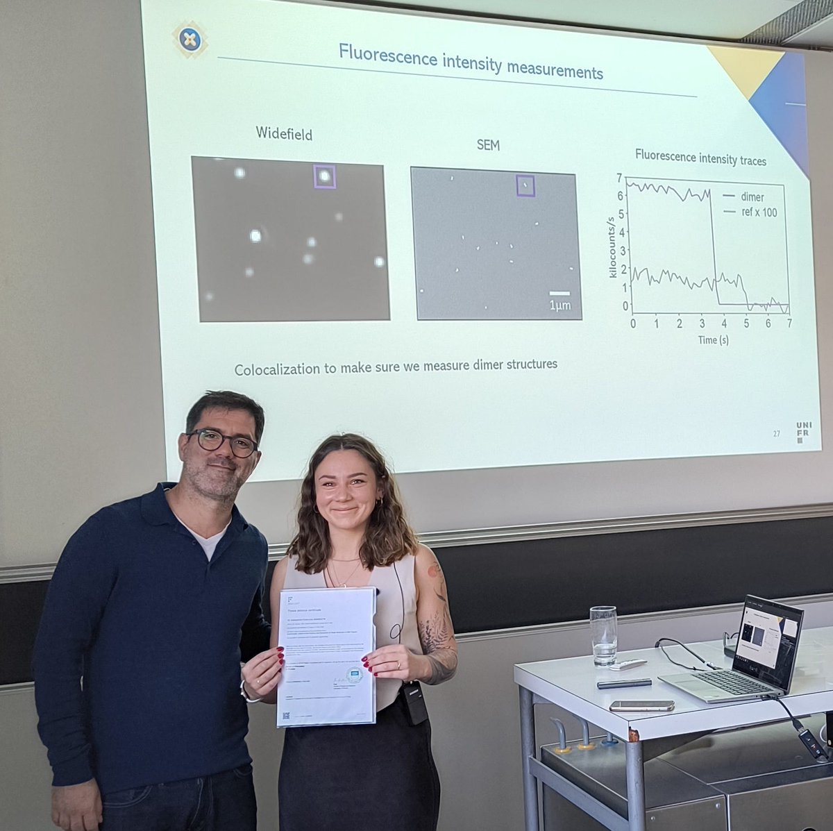 Some Days ago, Aleks now Dr. Adamczyk <a href="/aleolek28/">Aleksandra Adamczyk</a> , defended her thesis. I am so grateful for your work on orienting dyes in DNA origami which has opened a new research field in my lab that we are eager to continue exploring. It was a pleasure to work together. Best of luck