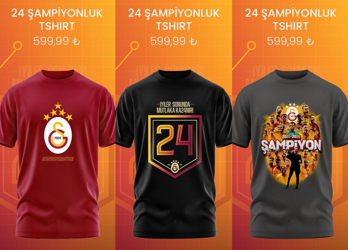 Galatasaray'ın satışa çıkardığı şampiyonluk tişörtleri