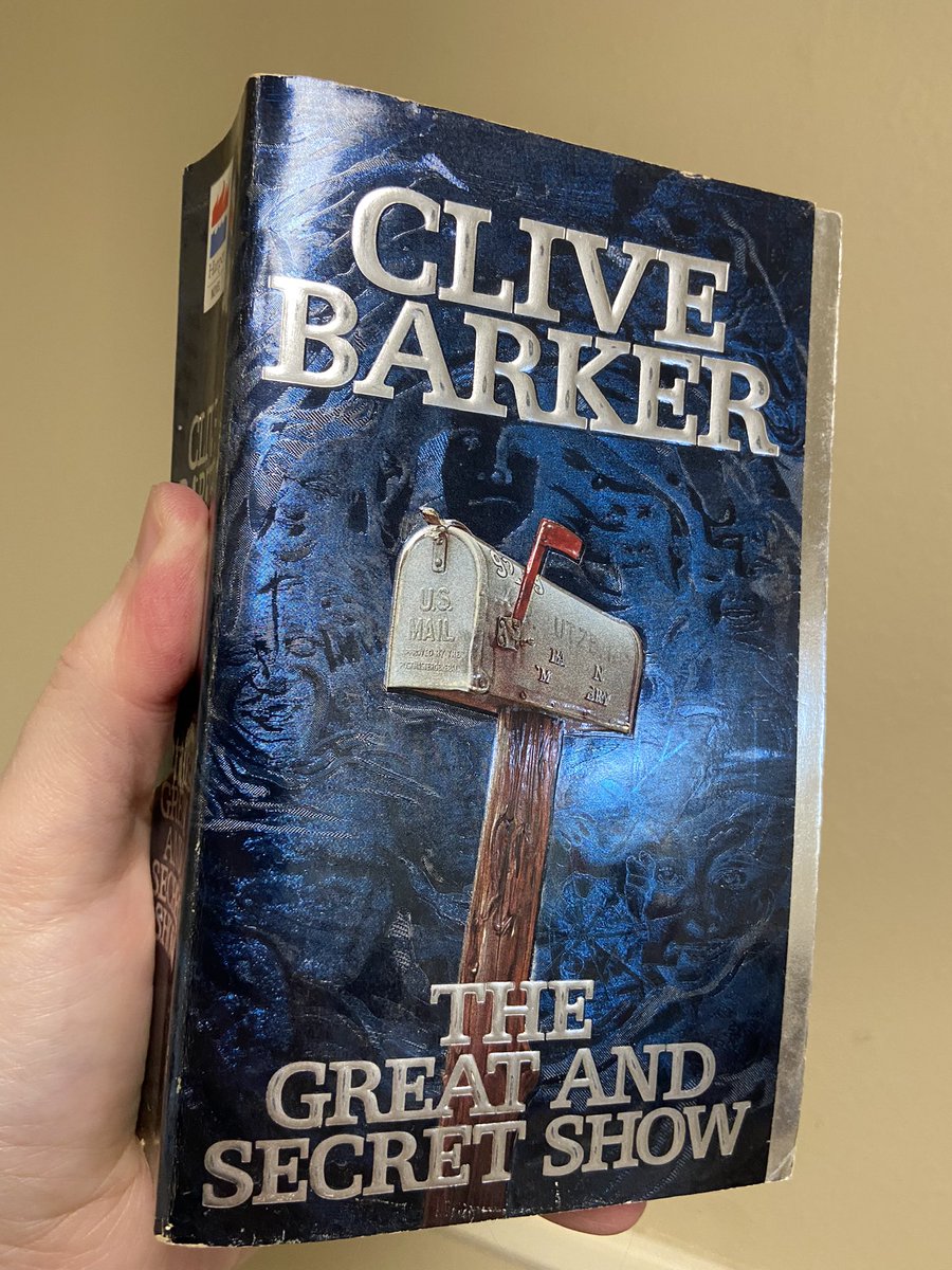 Clive Barker / The Great and Secret Show
Harper, 1990
The photo doesn’t do it justice. It’s a cool cover with shape-shifting images and an embossed mailbox.