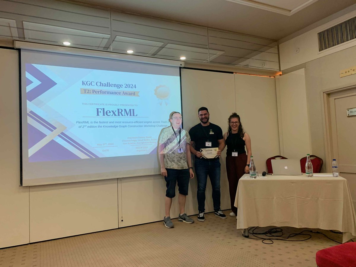 KGC Workshop (Inactive account) (@kgc_workshop) on Twitter photo π’π’ Knowledge Graph Construction Challenge Awards
Track 2: Performance and Scalability
FlexRML from Michael Freund wins the track! github.com/wintechis/flexβ¦
RMLWeaver-js (<a href="/SittMinOo4/">Sitt Min Oo</a>) and mapping-template (<a href="/mario_scrock/">Mario Scrocca</a>) are in the 2nd and 3rd position! π’π’ Knowledge Graph Construction Challenge Awards
Track 2: Performance and Scalability
FlexRML from Michael Freund wins the track! github.com/wintechis/flexβ¦
RMLWeaver-js (<a href="/SittMinOo4/">Sitt Min Oo</a>) and mapping-template (<a href="/mario_scrock/">Mario Scrocca</a>) are in the 2nd and 3rd position!