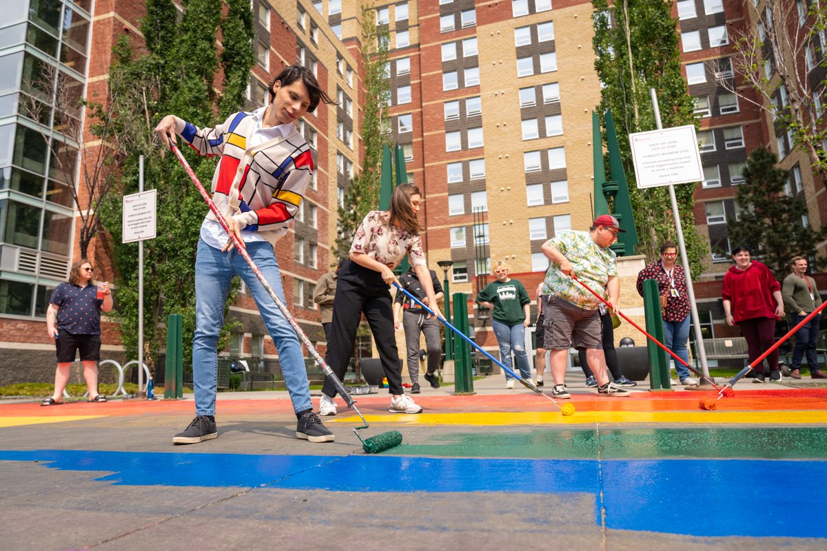 Join us at 10 a.m. on May 31 as we paint the rainbow sidewalk in front of the #MacEwanU residence! Learn more: bit.ly/44TfYSL #YEGpride #abpse @CSGDMacEwan
