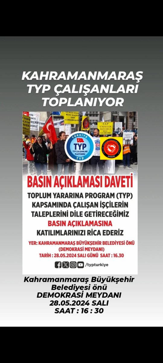 Kahramanmaraş typ Çalışanları hak için Ayakta... #typ #typsüreklilikistiyor
<a href="/iletisim/">T.C. İletişim Başkanlığı</a> <a href="/RTErdogan/">Recep Tayyip Erdoğan</a> <a href="/dbdevletbahceli/">Devlet Bahçeli</a> <a href="/eczozgurozel/">Özgür Özel</a>