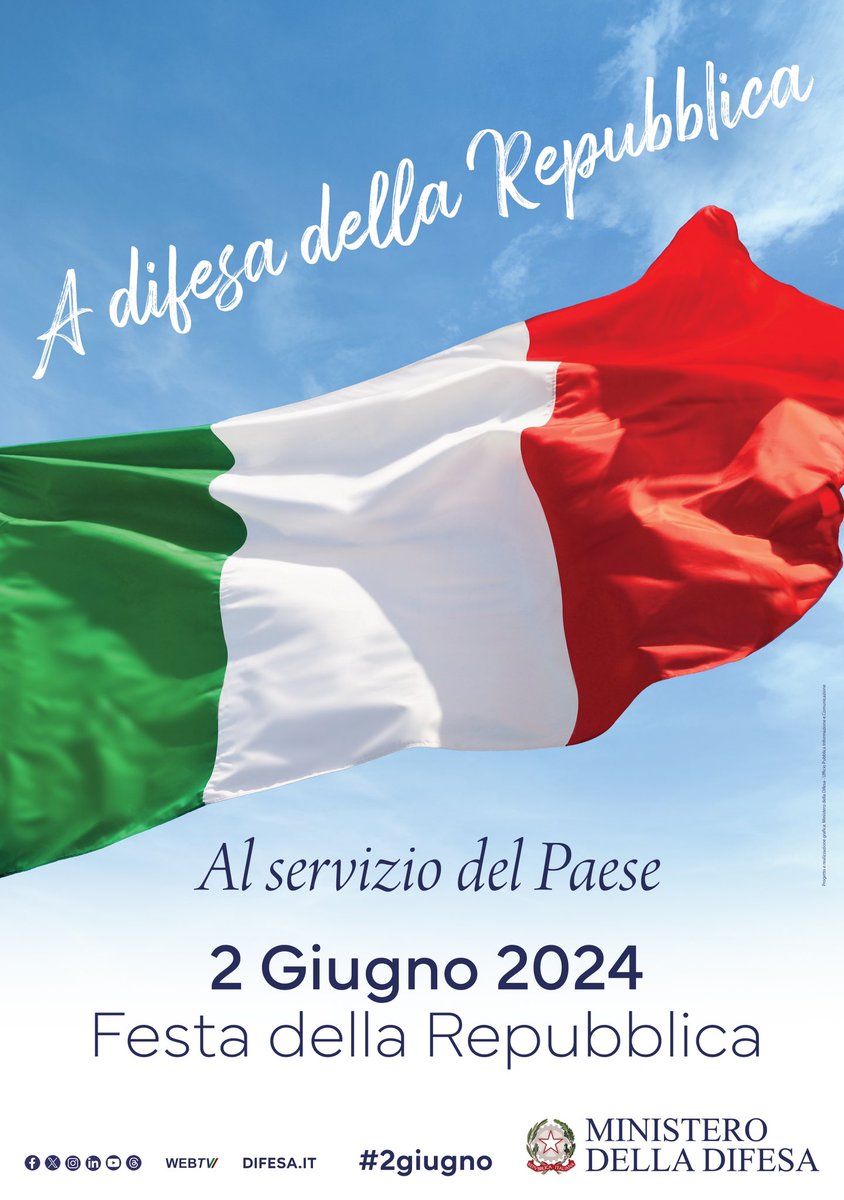 #versoil2giugno 'A difesa della #Repubblica. Al servizio del Paese' è il tema individuato quest'anno per le celebrazioni del #2giugno. Scopri di più sulla 78^ edizione della Festa della Repubblica🇮🇹 👉 bit.ly/44ZJ42P