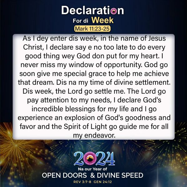 mfmintlhqyouth's tweet photo. Declaration For The Week (26/05 - 01/06) 2024

PLEASE DECLARE THIS EVERY MORNING BEFORE STEPPING OUT OF YOUR HOUSE THIS WEEK

#DeclarationForTheWeek
#MfmIntlHqYouth
#ThePlaceOfHisGreaterGlory https://t.co/vF2AqmF9PT