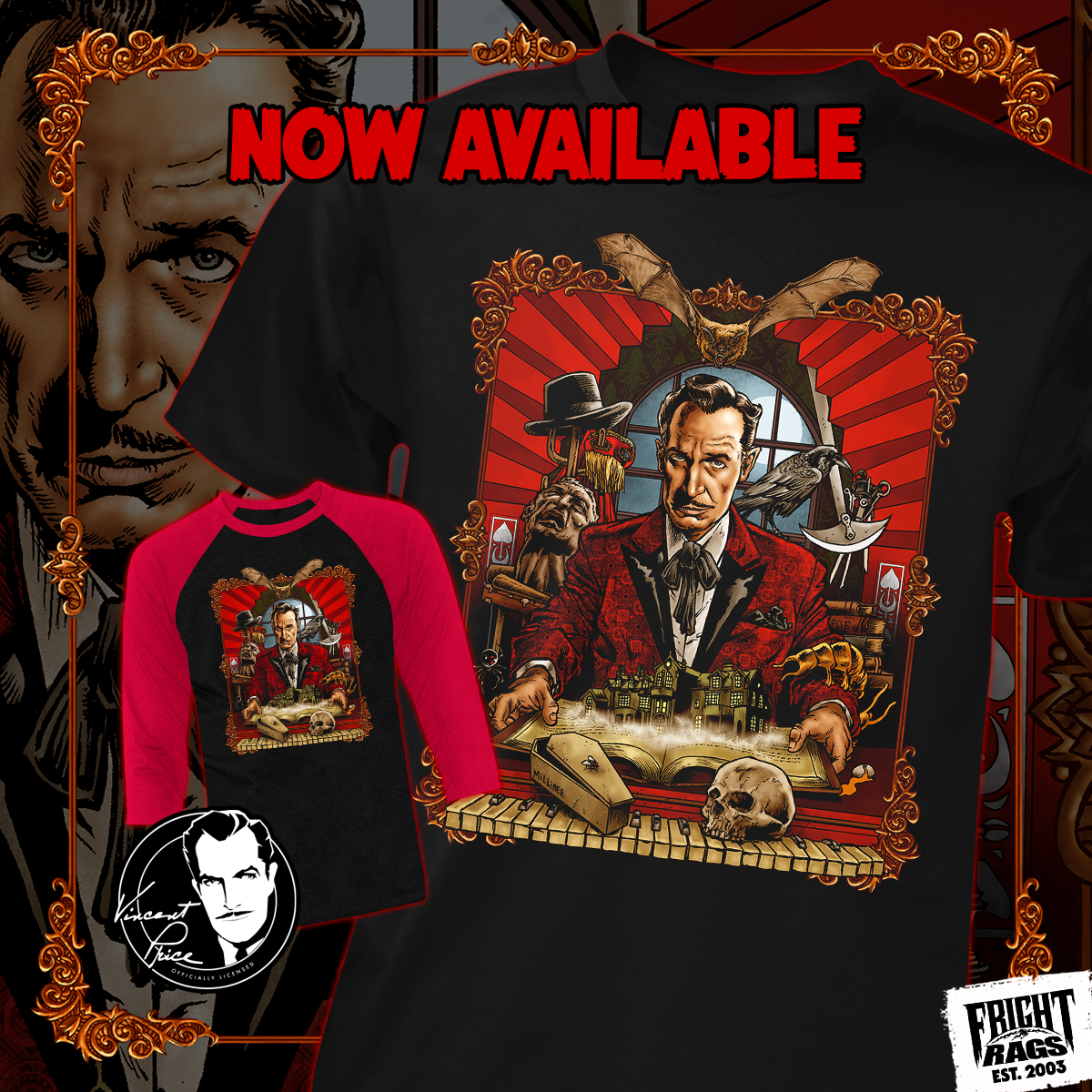 💀 NOW AVAILABLE! It's Vincent Price's birthday and we're celebrating the late/great horror icon with the rerelease of our officially licensed PRICELESS super-soft t-shirt & retro red/black baseball tee. Get yours now while they're in-stock! 👉 SHOP: bit.ly/3KhcuzN