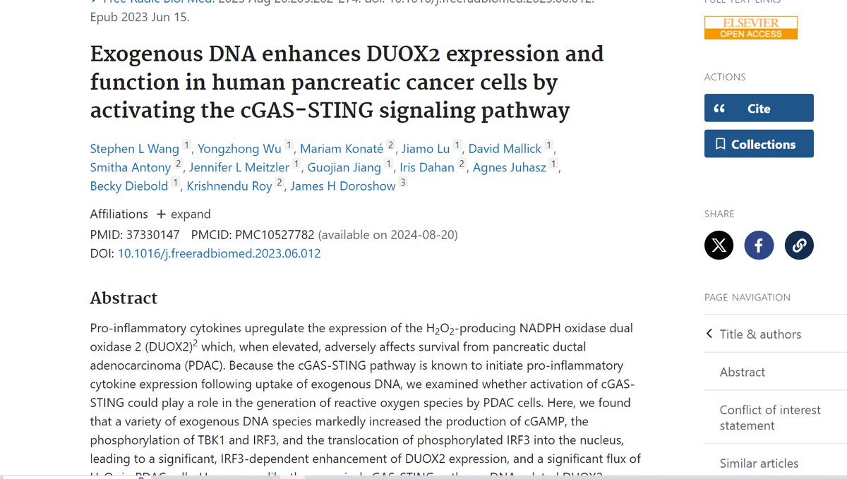 🚨💉DNA, like PLASMID DNA, causes progression of pancreatic cancer, and worsening outcomes via cGAS STING and DUOX2. Thanks Pfizer, for sealing the fate of my stepdad, ex Marine, who is now stage 4 Pancreatic Cancer, and getting worse (we are having estate conversations now),