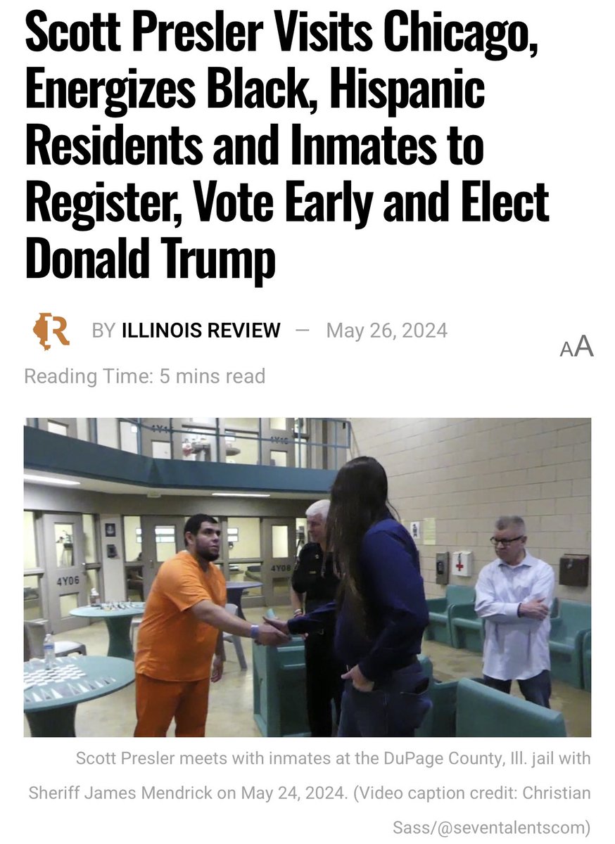 Scott Presler Visits Chicago, Energizes Black, Hispanic Residents and Inmates to Register, Vote Early and Elect Donald Trump

Thank you to the @IllinoisReview for covering this story. 

illinoisreview.com/illinoisreview…

CC: @MarkAVargas