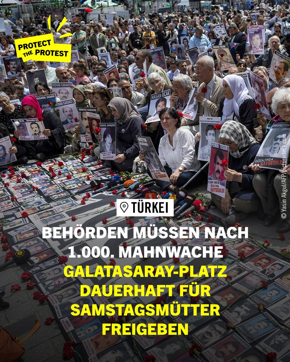 Seit 1995 fordern die '#Samstagsmütter' in ihren wöchentlichen friedlichen Sitzstreiks die Behörden auf, den Verbleib von Hunderten von Menschen zu untersuchen, die nach dem Militärputsch Opfer des Verschwindenlassens und getötet wurden: bit.ly/4bOTzrK #protecttheprotest