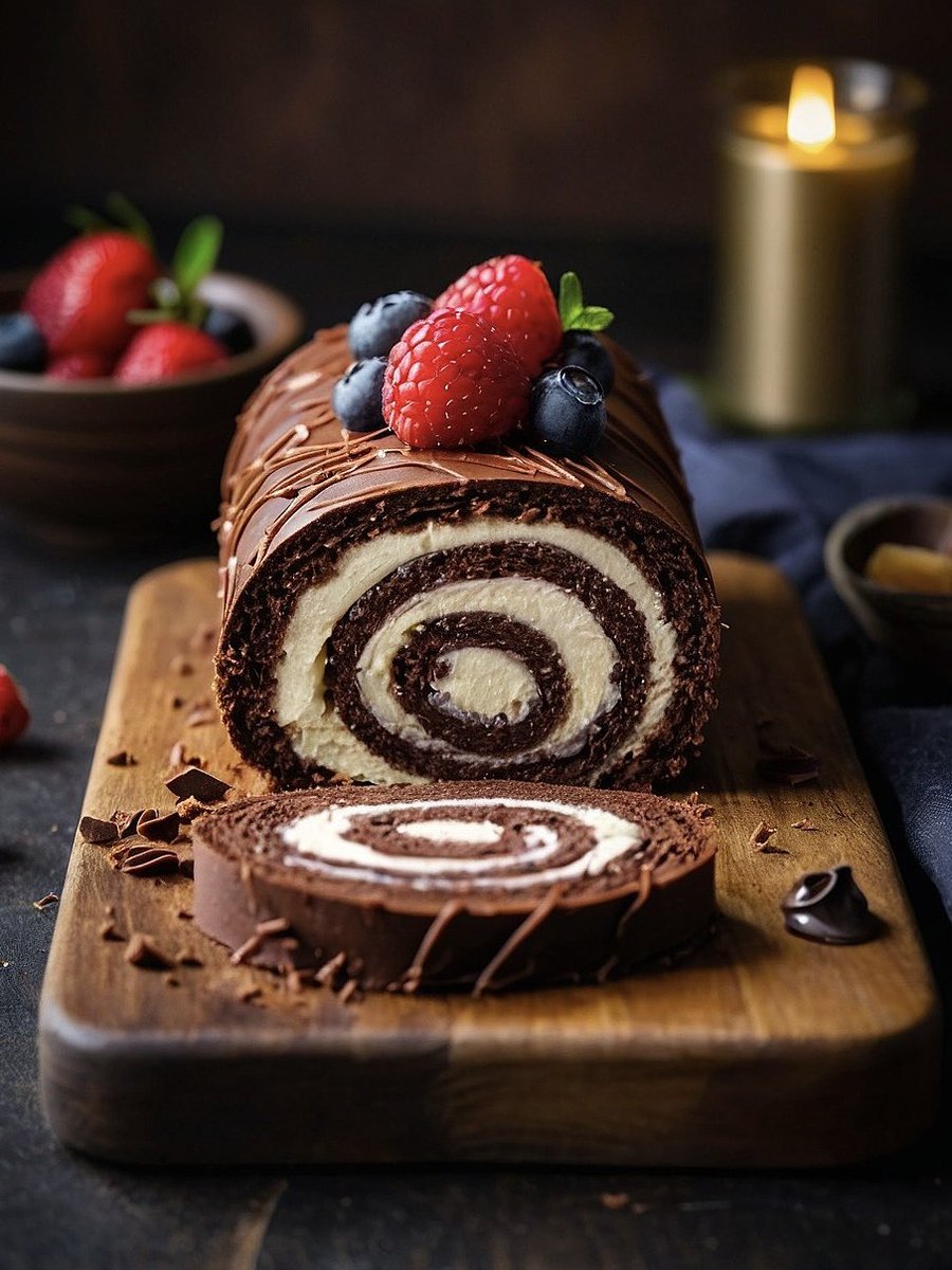 Chocolate Swiss Roll Cake 🇨🇭