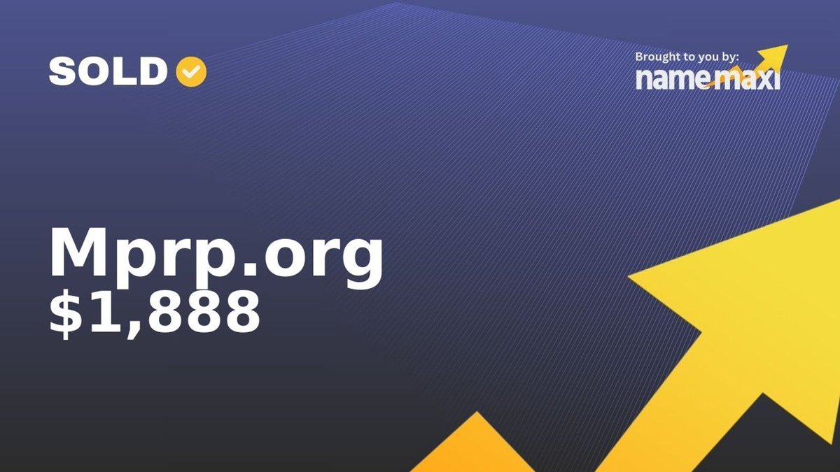 Domain Sold!
✅Mprp․org sold for $1,888
🛒Sold via BuyDomains
📅May 26, 2024

Similar domains:
namemaxi.com/suggestion?sea…