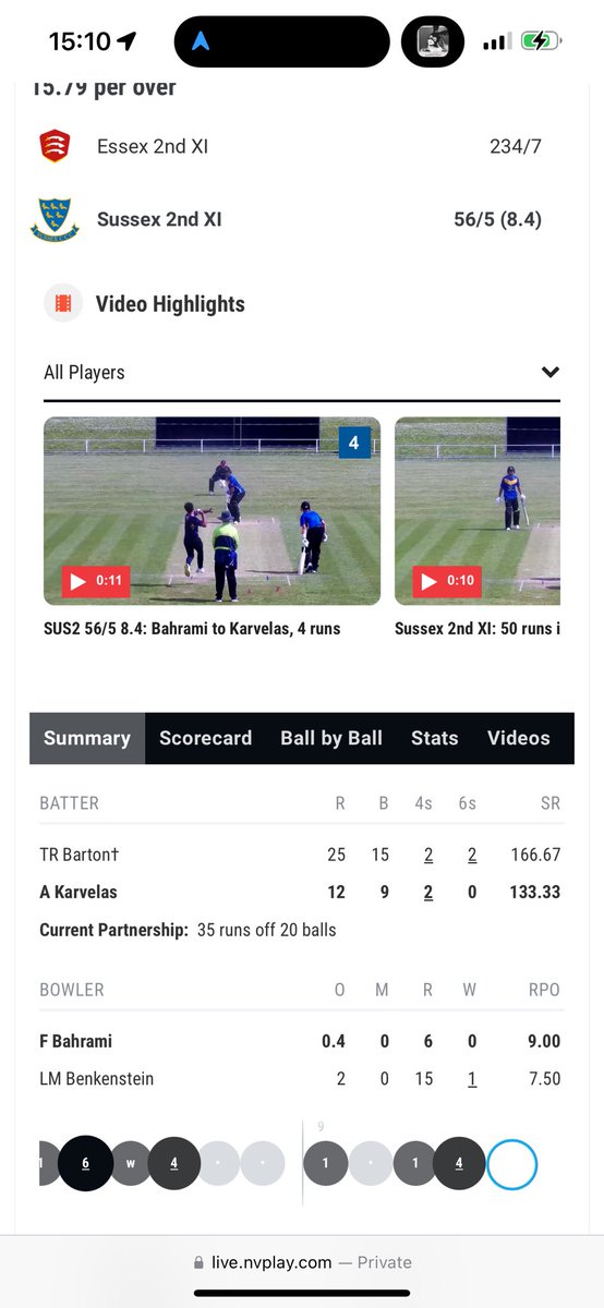 Wishing Toby good luck as he debuts for Sussex 2XI! Clearly making an impact already with the bat after a heavy collapse!