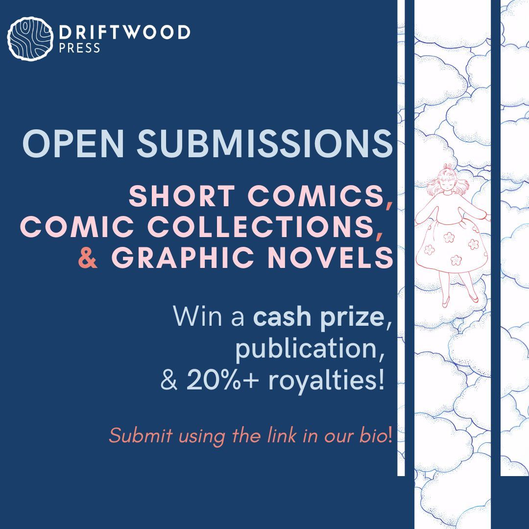 driftwoodpress's tweet photo. 🎨We're looking for short comics, comic collections, and graphic novels! Besides being published, you'll receive a cash prize and 20%+ in royalties!🖊️
#callforartists #graphicnovels #shortcomics #comiccollections https://t.co/KME3S9U8Vu