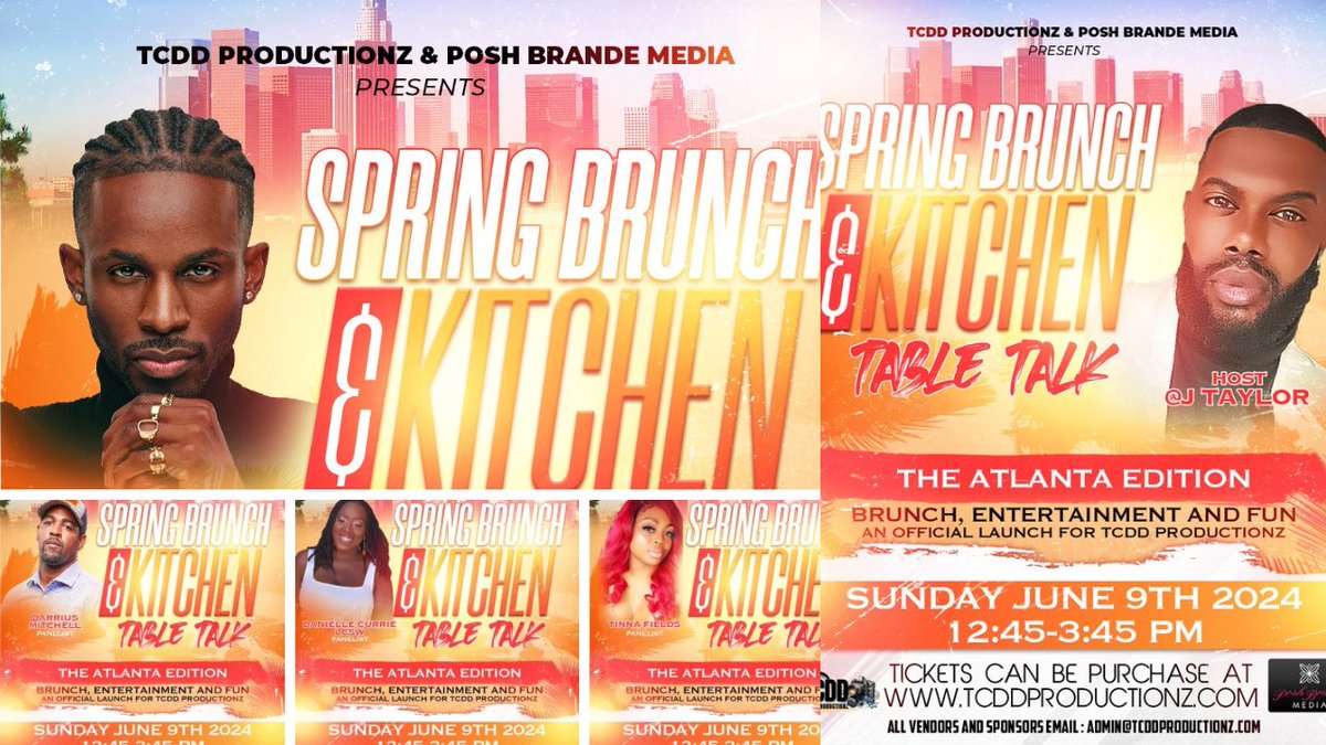 chef_dondon's tweet image. "Join us for the "SPRING BRUNCH &amp;amp; KITCHEN TABLE TALK" event on June 9th, 2024! Presented by TCDD Productionz and Posh BRANDE Media. Get your tickets now! #SpringBrunch2024 #ATLANTA #KitchenTableTalk" tcddproductionz.com