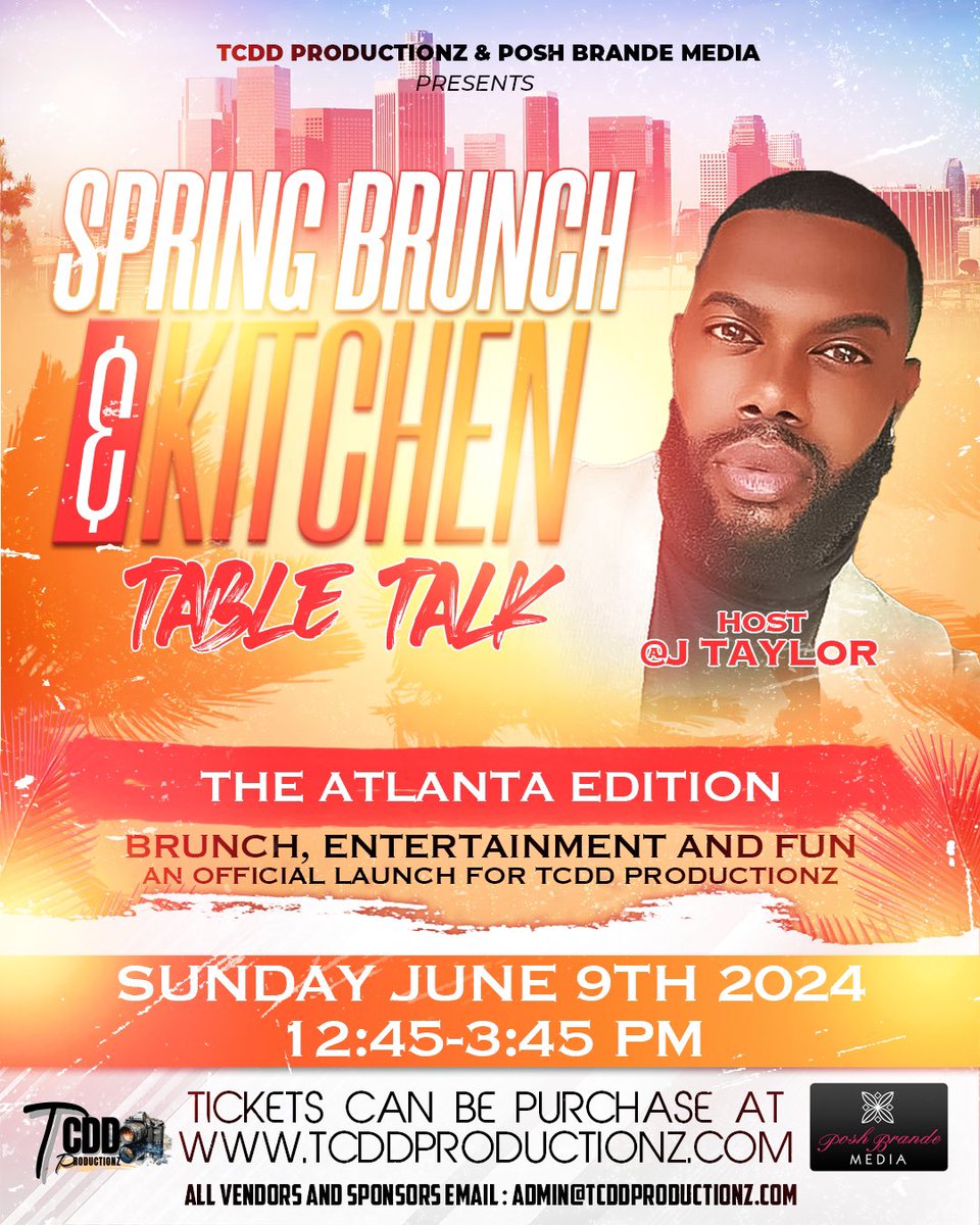 chef_dondon's tweet image. "Join us for the "SPRING BRUNCH &amp;amp; KITCHEN TABLE TALK" event on June 9th, 2024! Presented by TCDD Productionz and Posh BRANDE Media. Get your tickets now! #SpringBrunch2024 #ATLANTA #KitchenTableTalk" tcddproductionz.com