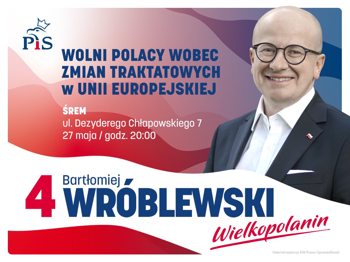 Jesteśmy stali w poglądach i upodobaniach 😉 Zapraszam na dzisiejsze spotkania w Środzie i Śremie. Do zwycięstwa 🇵🇱✌️