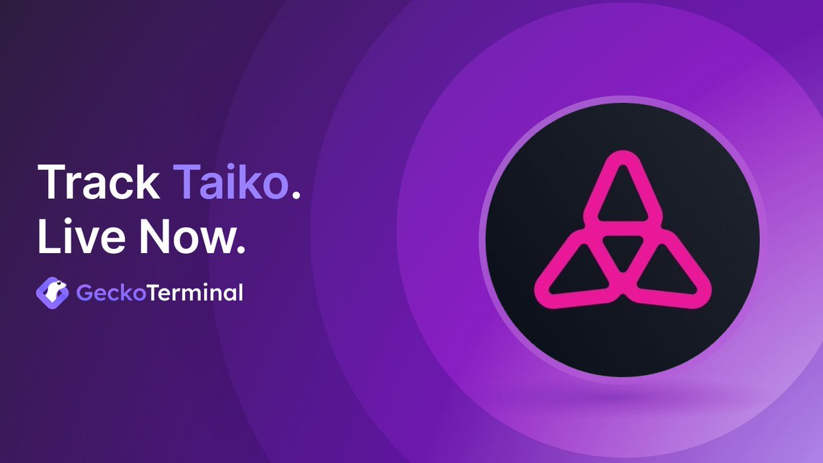 LIVE: Now tracking @taikoxyz on GeckoTerminal. 🥁 Taiko is an Ethereum-equivalent ZK-EVM, designed to enhance Ethereum's scalability while maintaining its core properties. It operates through community-driven governance, ensuring that all operations are managed by the community.
