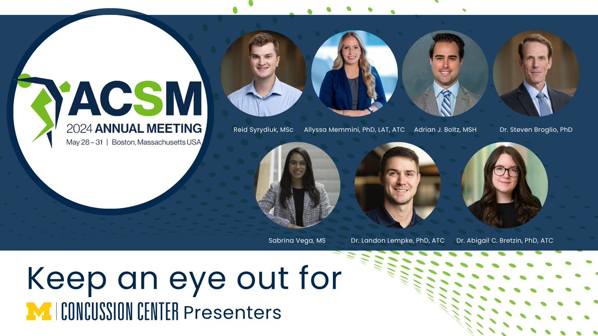 The #ACSM24 Conference begins tomorrow, and we’re excited to share that @UMichConcussion presenters will be in attendance! Be sure to look out for their session information to catch all the invaluable topics being discussed. @ACSMstories @ACSMstories abstractsonline.com/pp8/#!/20101