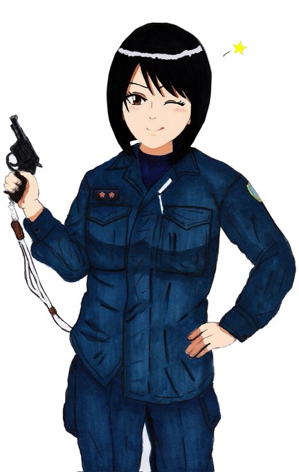 「black hair holding gun」 illustration images(Latest)