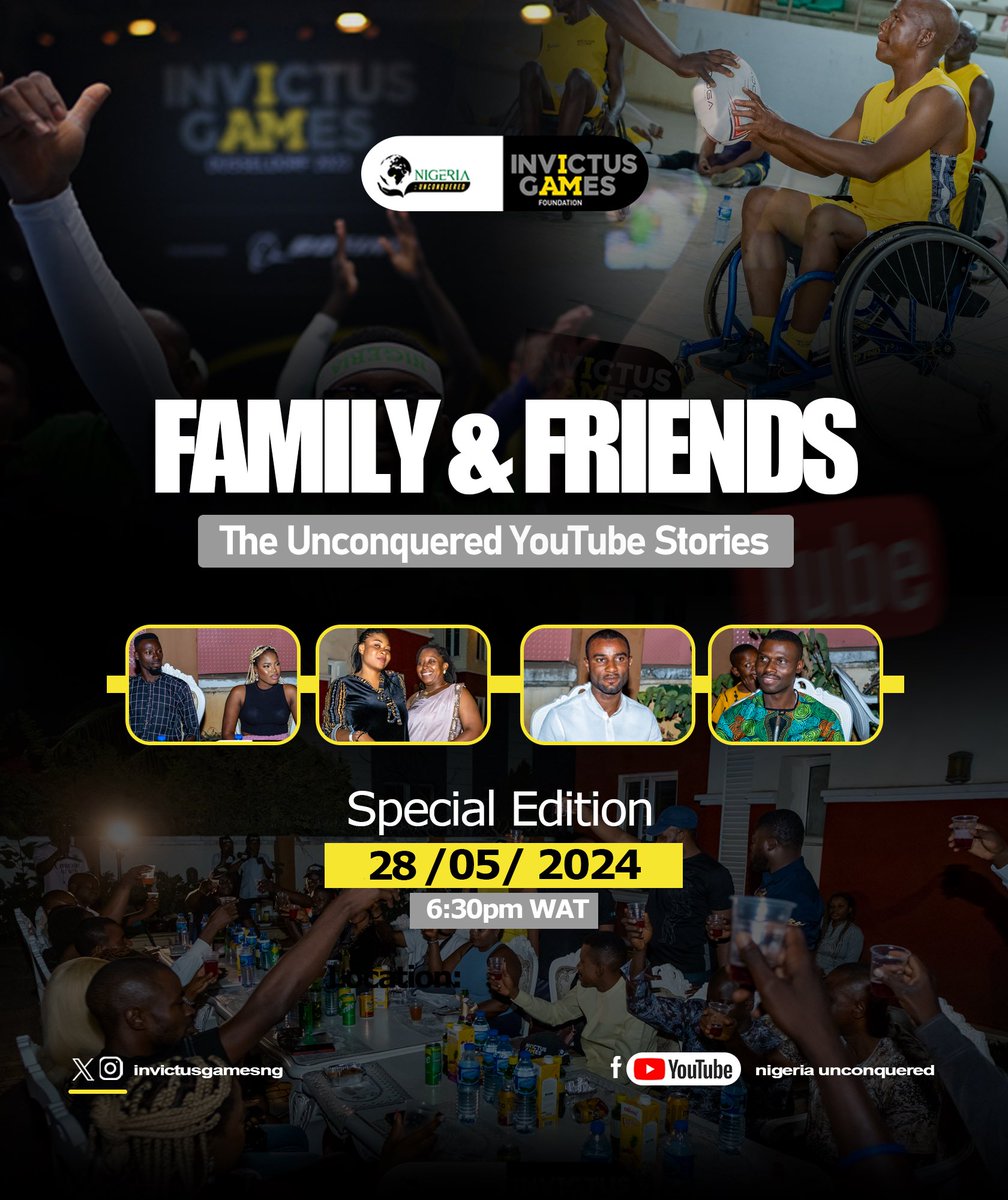 THE UNCONQUERED STORIES The Family and Friends of the WIS Heroes premieres on Tuesday, May 28, 2024. See how family and friends have been there for them from injury till now! 💪 Haven’t subscribed yet? Head to our YouTube channel! 👉youtube.com/@nigeriaunconq… #IAMINVICTUS #IAM