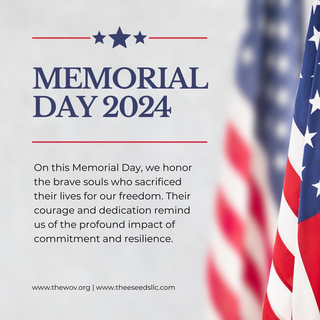 WomenOfValor_'s tweet image. Today, let us remember and be inspired by the strength of those who served, as we strive to improve our own mental well-being. 🇺🇸

#MemorialDay #HonorAndRemember #BehavioralTraining #MentalHealth #Resilience #TheeSeedsInstitute #thewov