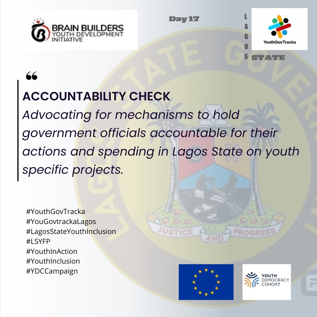 #YouthGovTracka
#YouGovtrackaLagos
#LagosStateYouthInclusion
#LSYFP
#YouthInAction #YouthInclusion #YDCCampaign