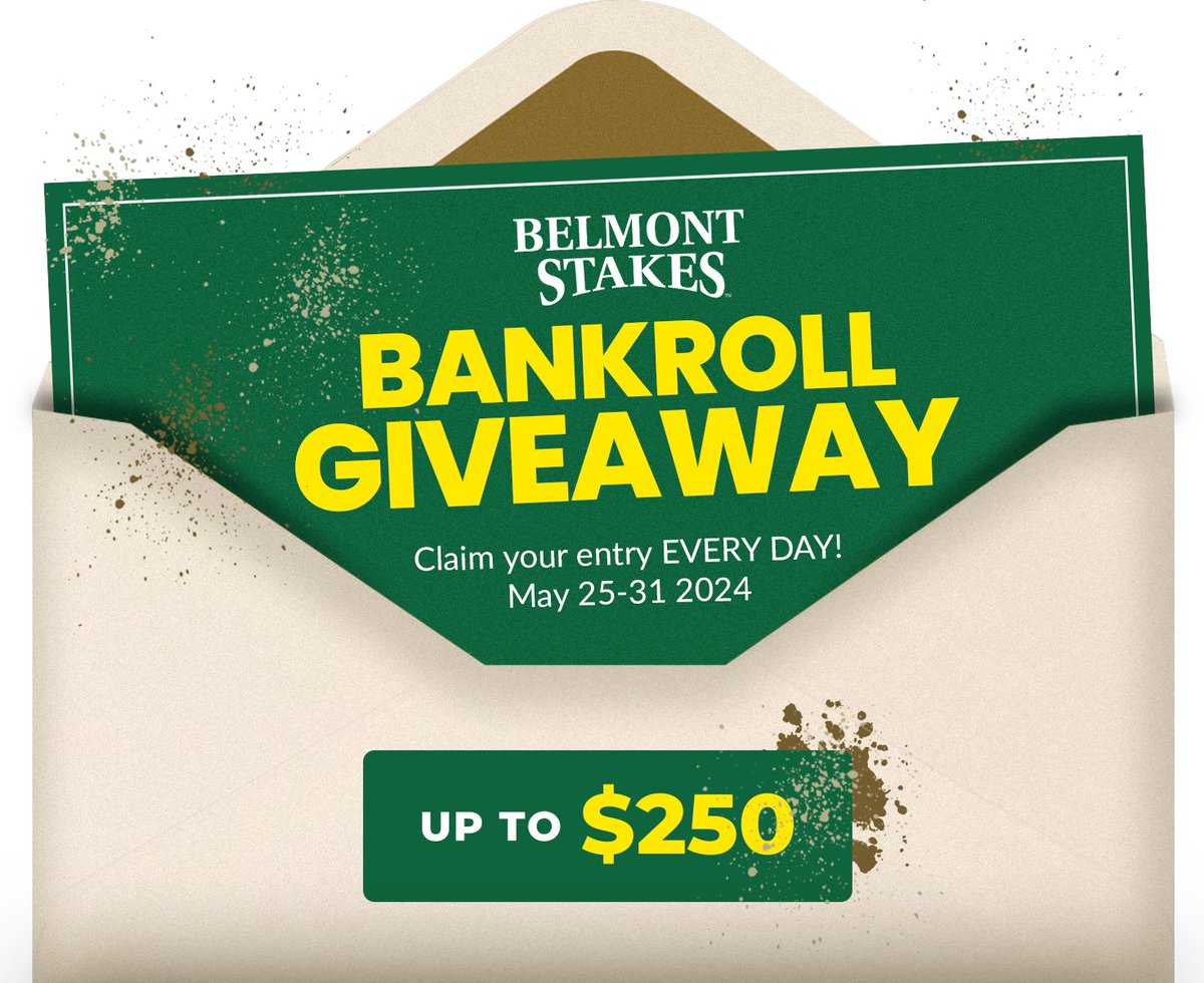 Our Belmont Stakes Bankroll Giveaway is going on NOW! WIN: $250 Bankroll, PLACE: $150 Bankroll, SHOW: $100 Bankroll PLUS AmWager swag for TEN consolation winners.. Bankroll prizes awarded as promo credits. Opt in everyday! #amwagergiveaway #freestuff