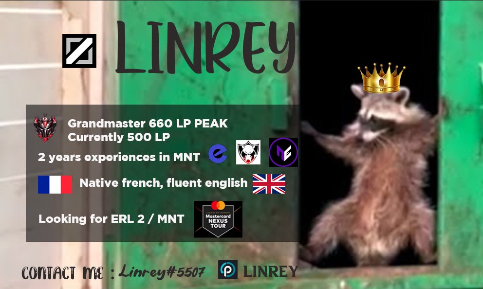 Hello <a href="/Team_PlayHard/">follow us @TeskadGG</a> allowed me to explore my options, looking for any ERL 2-1 /NT !!

DM for any information