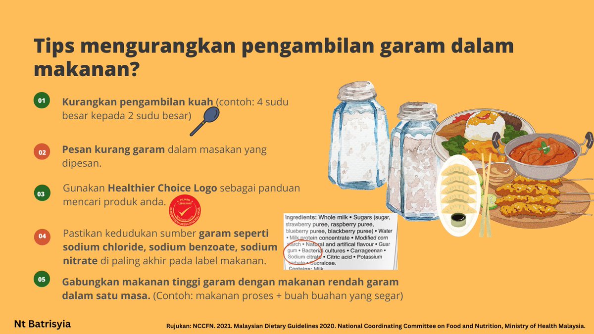 _batrisyia_'s tweet photo. Hmmm mesti anda tertanya macam mana saya nak kurangkan pengambilan garam dalam diet saya🤔?

Jom kita tengok tips dan cuba untuk buat. Takpe ubah sedikit demi kesihatan anda ya💪🏻. #smallsteps #kearahlebihbaik #kuranggaram https://t.co/jDYBr3wHVd
