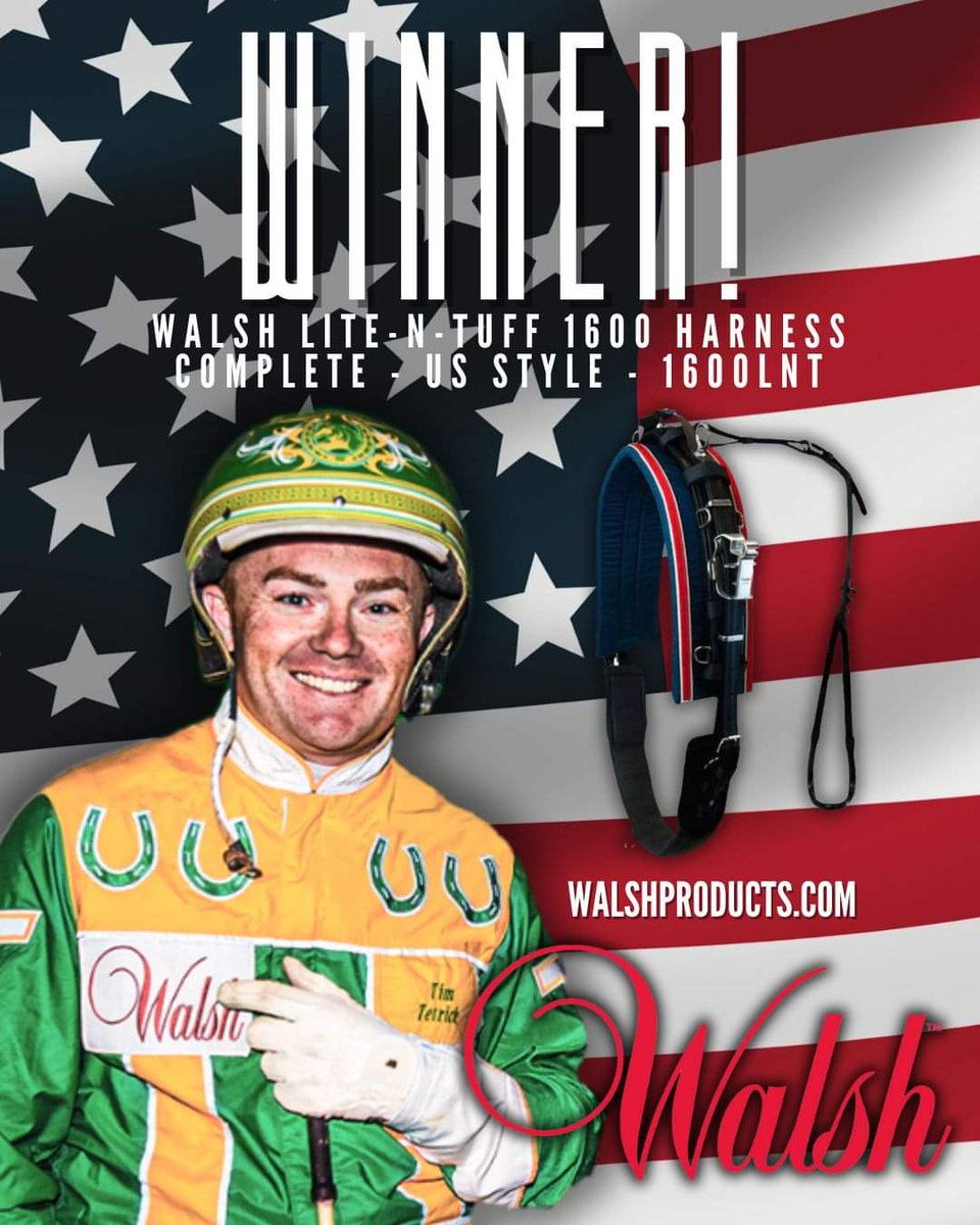 TR_Harness's tweet photo. Congratulations, Cindy Tuttle Allers! βοΈπΊπΈβοΈ
You've been randomly selected to receive a Walsh Harness Racing Lite-N-Tuff 1600 Harness Complete - US Style - 1600LNT βΌ Please visit https://t.co/60aEHDCDwt and DM us your options in the dropdown menus. #WinWithWalsh https://t.co/mStIC9LgxL