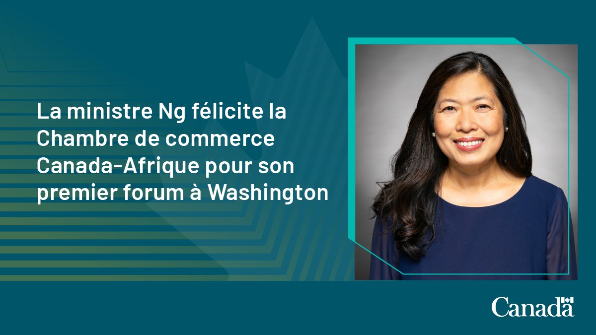 CommerceCanada's tweet photo. La ministre Ng a récemment félicité la @CanAfricaBiz pour son premier forum commercial Canada-Afrique à #Washington.

Les relations commerciales #CanadaAfrique continuent de croître!

#CommerceCanadaAfrique
#Débouchés https://t.co/z9LxWsCBEG