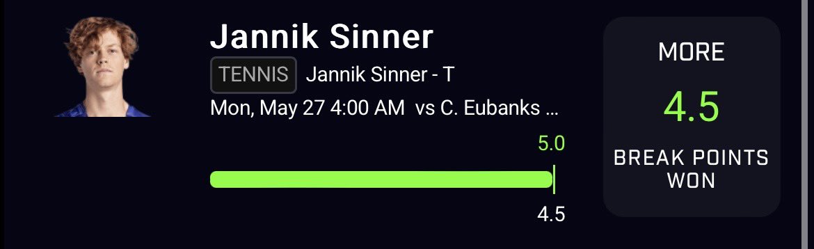 Sinner ✅ #PrizePicks #tennis #GamblingsTwitter #tennistwitter #prizepickslocks #prizepickstennis #gamblingx