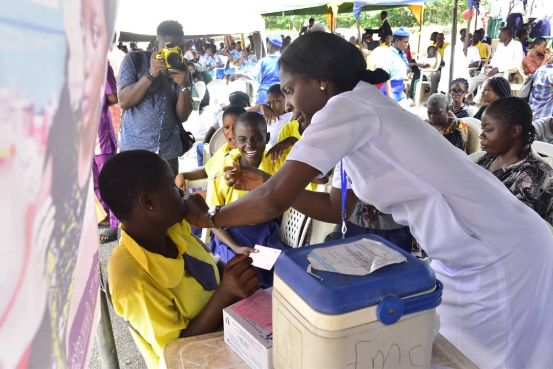 #HappeningNow His Excellency, Governor Lucky Ayedatiwa, has officially launched the #HPV vaccination as part of the expanded immunization program in Ondo State. He urged parents and caregivers of girls aged 9-14 to ensure their children get vaccinated against the Human