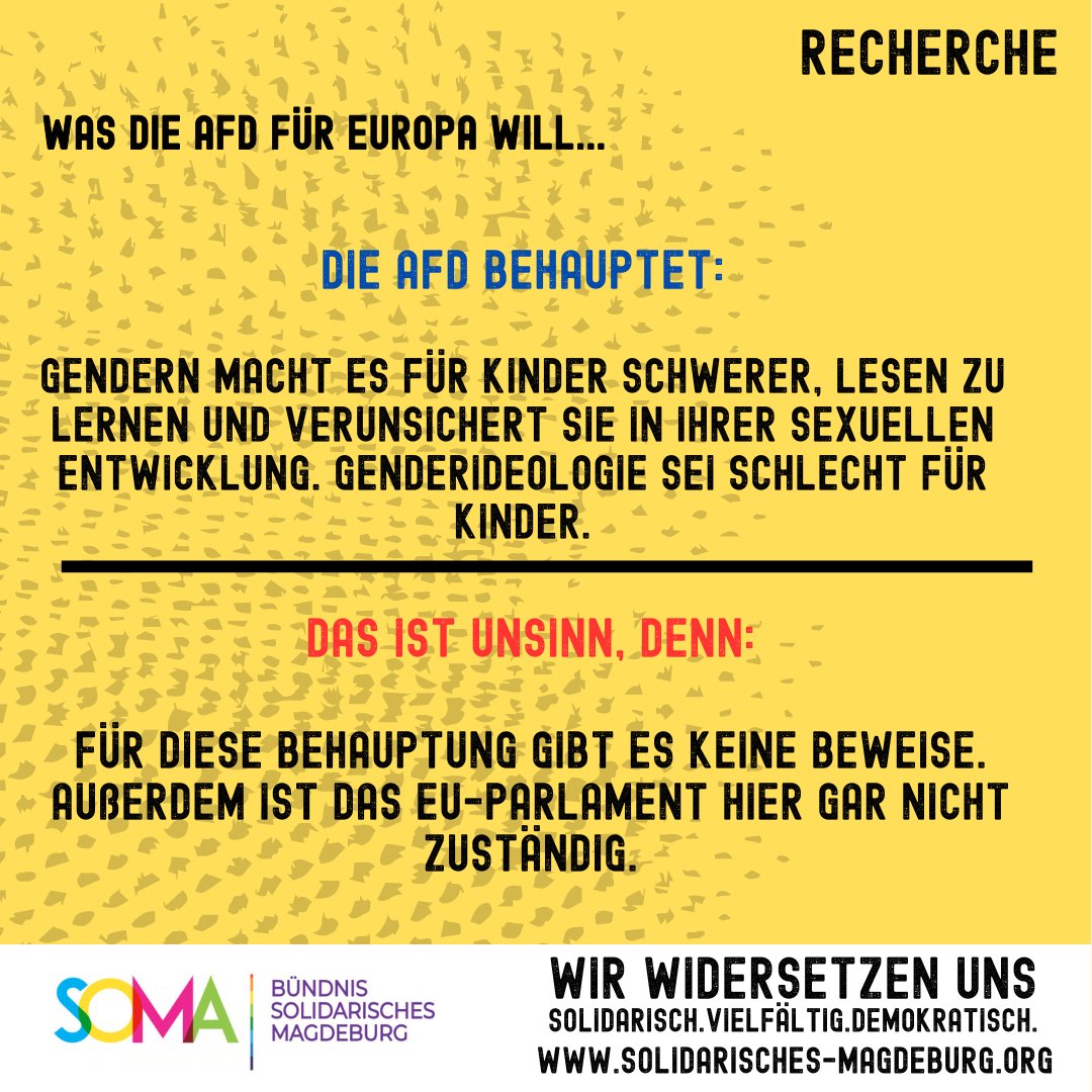 Wir haben recherchiert wofür die in Sachsen-Anhalt als gesichert rechtsextrem eingestufte #noAfD in #Magdeburg und Europa wirklich steht! Deshalb: KREUZ MACHEN OHNE HAKEN! Gehen Sie am 09.06. wählen und wählen demokratisch!
#Kommunalwahl2024 #Europawahl2024 #sachsenanhalt #eu0906