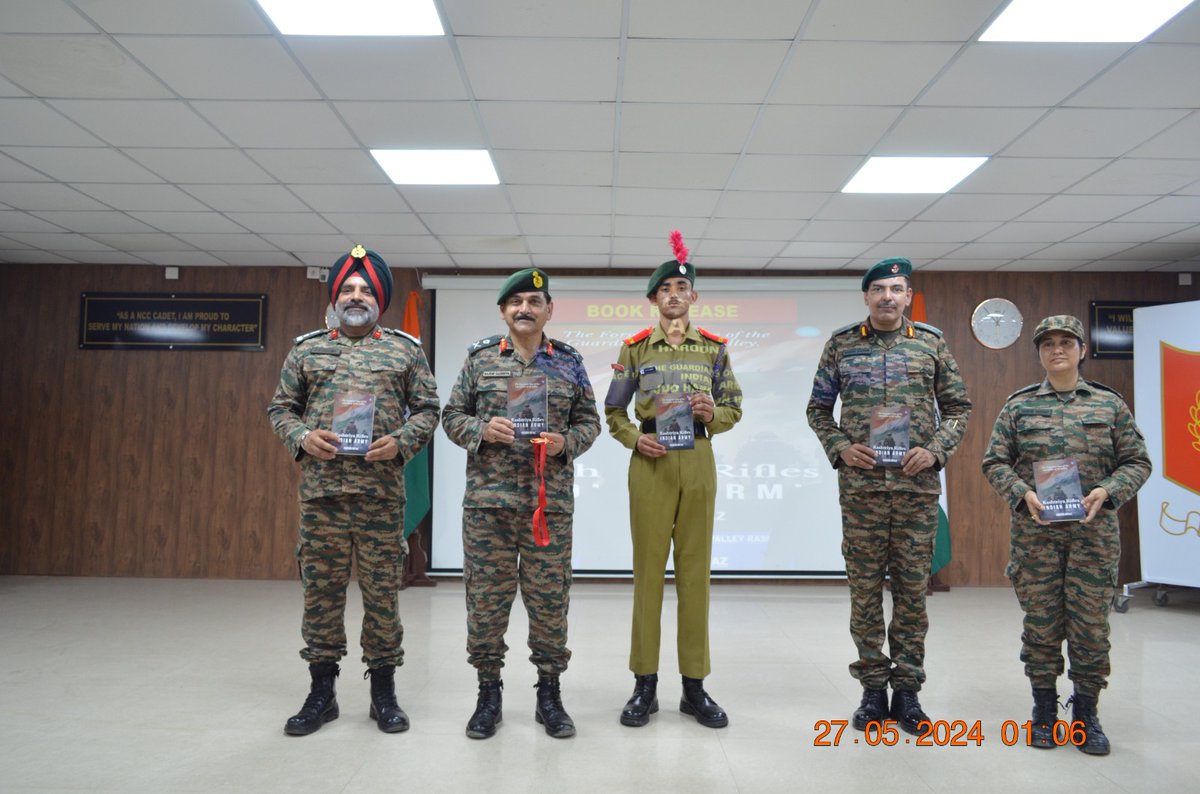 ADG Maj Gen RK Sachdeva vis Trg AcademyNagrota to review trg &practice of shooting,motivated cdt with life lessons.Inspected &directed infra upgrades.He released 'The Forgotten Face of Guardians of the Valley; Rashtriya Rifles' byCdt Haroon Imtiaz,lauding literary talent. @diprjk