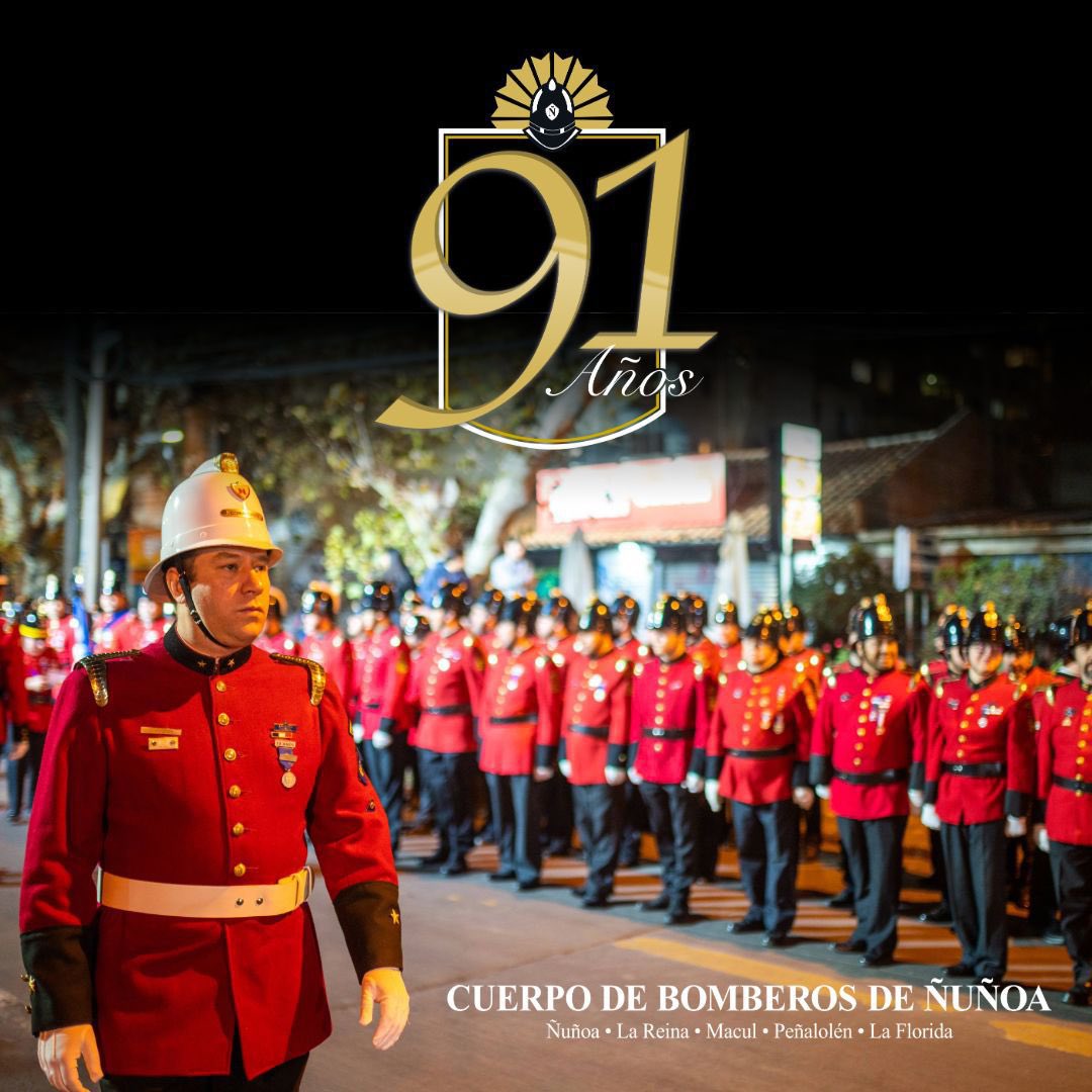 ¡Hoy celebramos 91 años como Cuerpo de Bomberos de Ñuñoa!  Queremos enviar un gran saludo a cada uno de los integrantes de nuestra fila, quienes hacen posible que nuestro servicio se preste con vocación y profesionalismo. Gracias por su dedicación y compromiso.