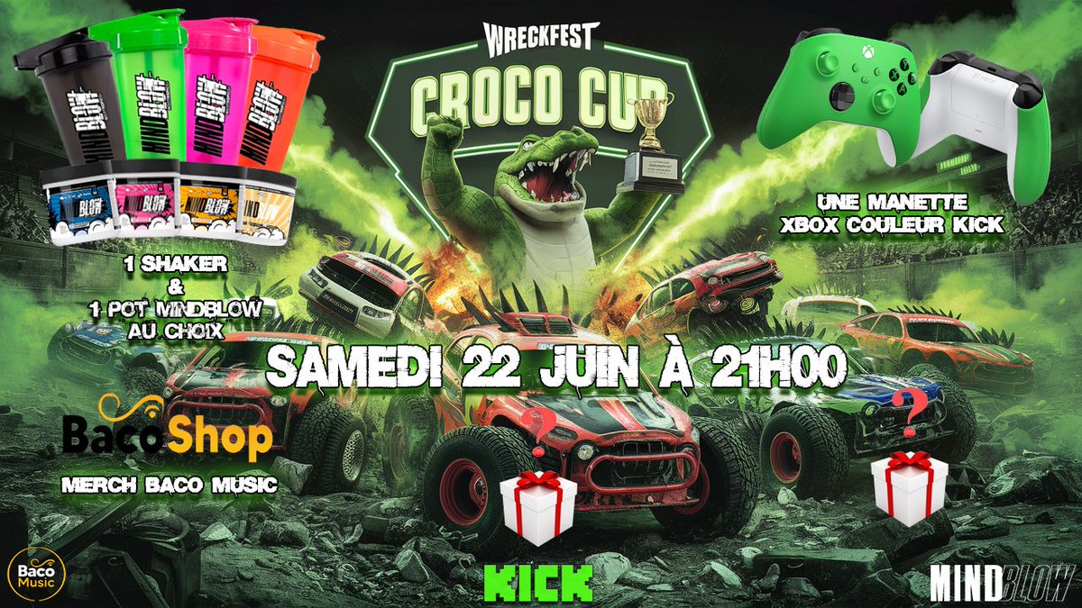 Hom3r_Off's tweet image. 📢 La #CrocoCup arrive le 22 juin à 21h00 ! 🥳  
Un grand merci à @baco_music  et @MindBlowEnergy  pour leur confiance 🙏  
Restez connectés, d'autres surprises arrivent bientôt ! 🎁👀
@Kick_FR