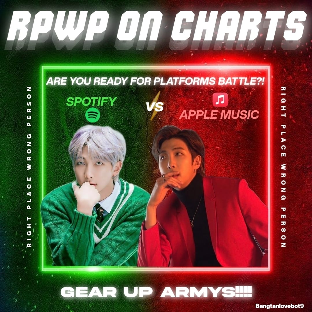 🌋Apple Music🤼Spotify Warriors 🌋 Team ⚡ Team🟢 Whose is gonna push RPWP ON CHARTS? Streamer Warriors take your playlist and jump in Battlefield 🏟️ ▶️:linktr.ee/namjoonverse (Make sure to mention the #)👾 🎯: 500 SS Per TEAM #LOSTonSpotify #LOSTonAppleMusic