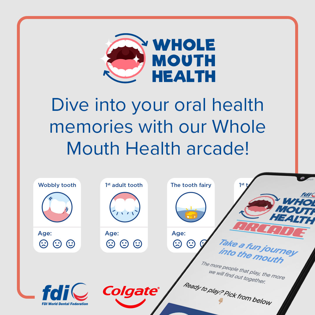 Dive into your memories with our #WholeMouthHealth tool! Share your  dental memories and join a global research project aimed at creating better oral health experiences ⤵️ 
Play now:  fdi.ngo/3AS4RK3