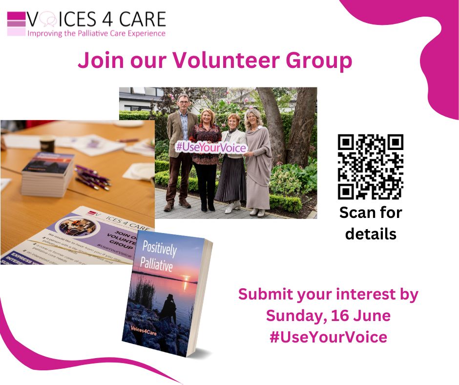 Join our Volunteer Group- if you or someone you know would like to learn more about this opportunity to become involved in developments in palliative care across the island of Ireland, visit: aiihpc.org/voices4care/
#UseYourVoice