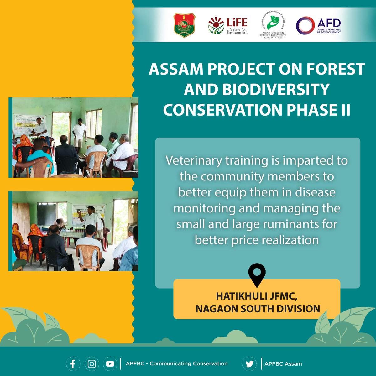 ApfbcA's tweet photo. APFBC is imparting training on veterinary services as a pivotal part of community engagement efforts to nurture animal health and boost alternate livelihood opportunities.
#CommunityEngagement
#VeterinaryTraining
#EmpowermentThroughSkills
#LivelihoodPromotion
@AFD_en
@assamforest
@ksandeep005
@diprassam
@mygovassam