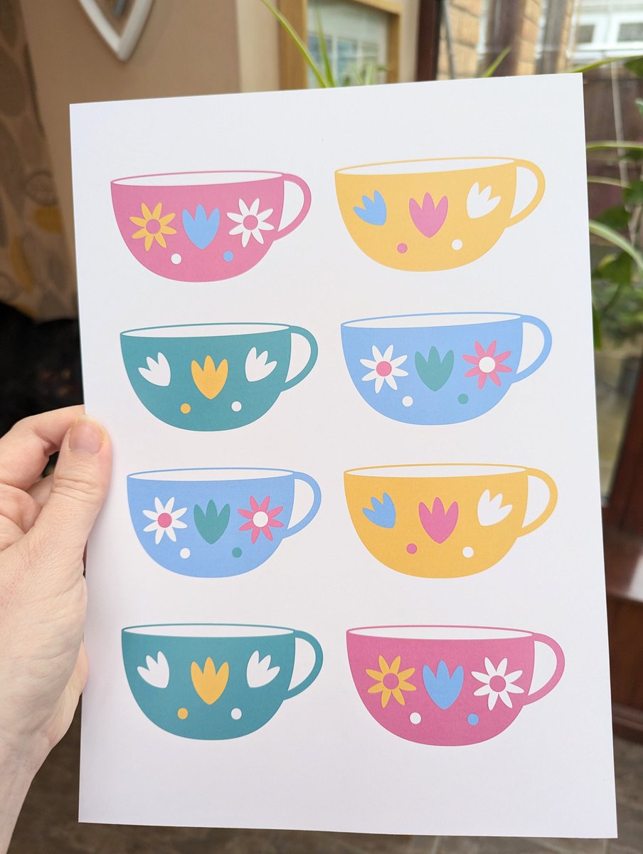 One of my favourite prints I've made. Beautiful teacups Perfect for a tea lover #tea #teacups #tealover #illustration #art #prints #etsy #adobeillustrator