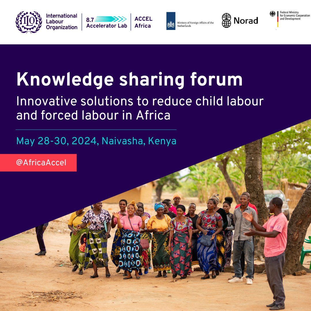 We're bringing together experts, policymakers, and community stakeholders 🤝 to address child labour and forced labour.
Join us in Naivasha to be part of this critical conversation. 
#EndChildLabour #EndForcedLabour
👉 ilo.org/meetings-and-e…